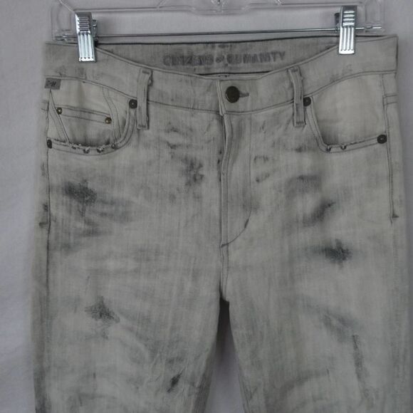 Citizens of Humanity Rocket Crop High Rose Skinny Jeans Distressed Bleached 30 - Picture 2 of 10
